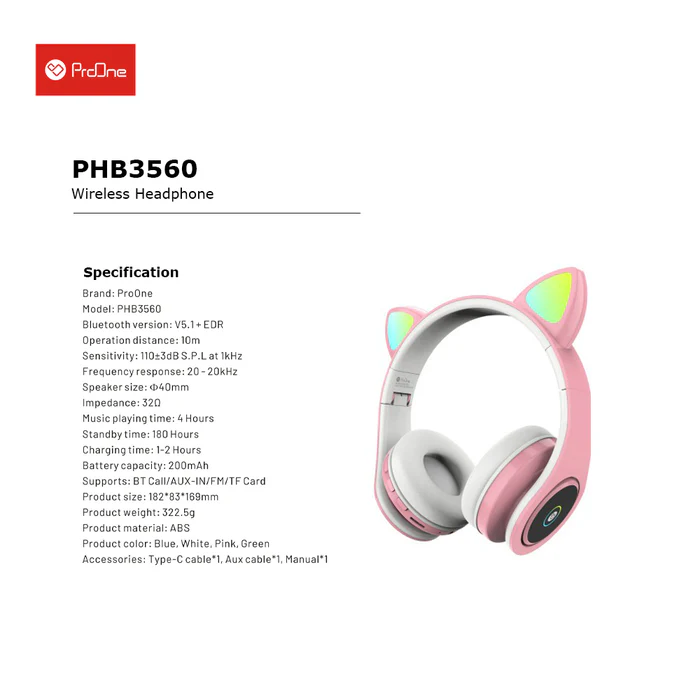 هدفون بلوتوثی پرووان مدل  PHB3560