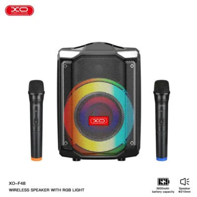 اسپیکر بلوتوثی قابل‌حمل XO مدل F48 با نورپردازی RGB و ورودی AUX/USB