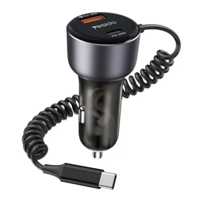 شارژر فندکی 60 وات یسیدو مدل Y56 به همراه کابل تبدیل USB-C