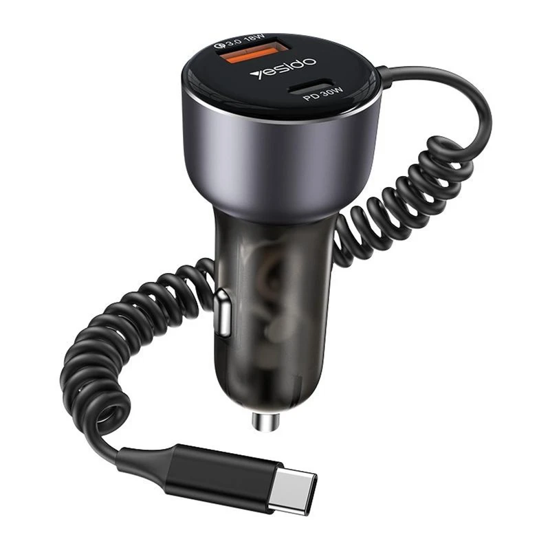 شارژر فندکی 60 وات یسیدو مدل Y56 به همراه کابل تبدیل USB-C