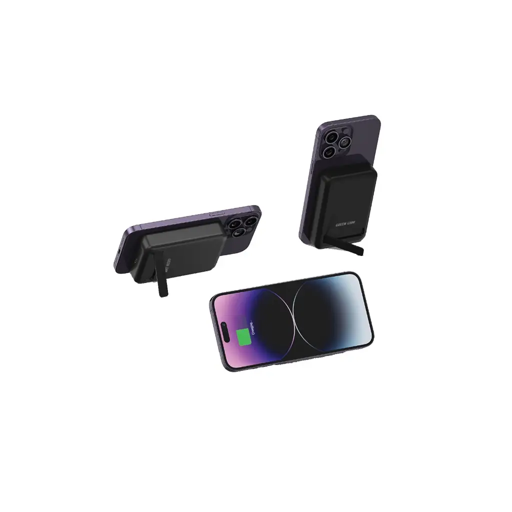 Green Lion Kick Stand Power Bank with Magsafe Charging 10000mAh PD 20W - Black