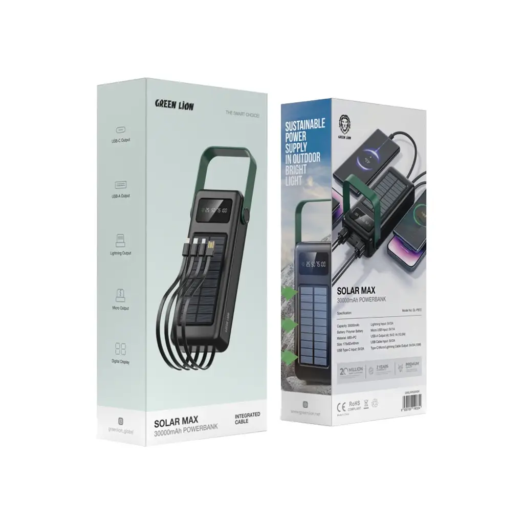 Green Lion Solar Max 30000mAh Powerbank - Black (1)