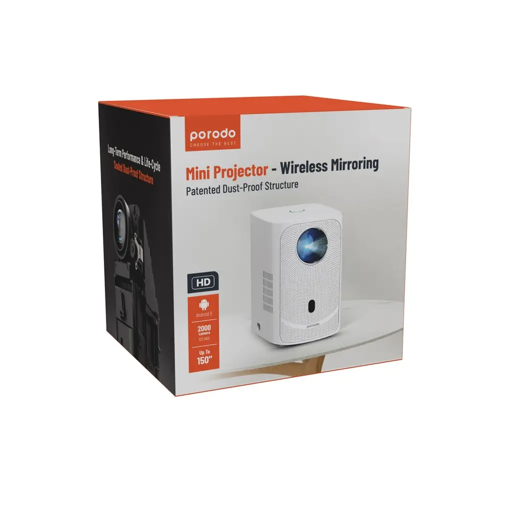 Porodo 720P Projector Android 9 - White (2)