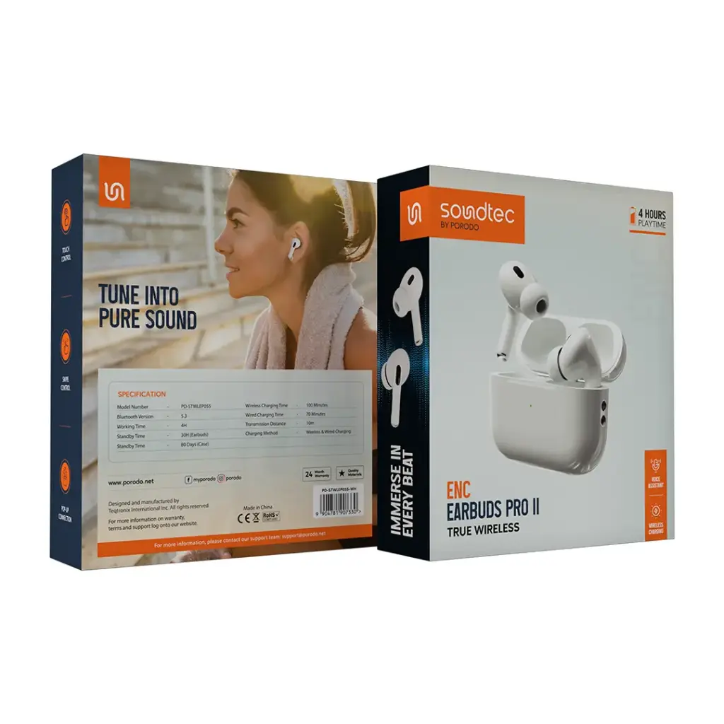Porodo Soundtec ENC Earbuds Pro 2 True Wireless - White (1)