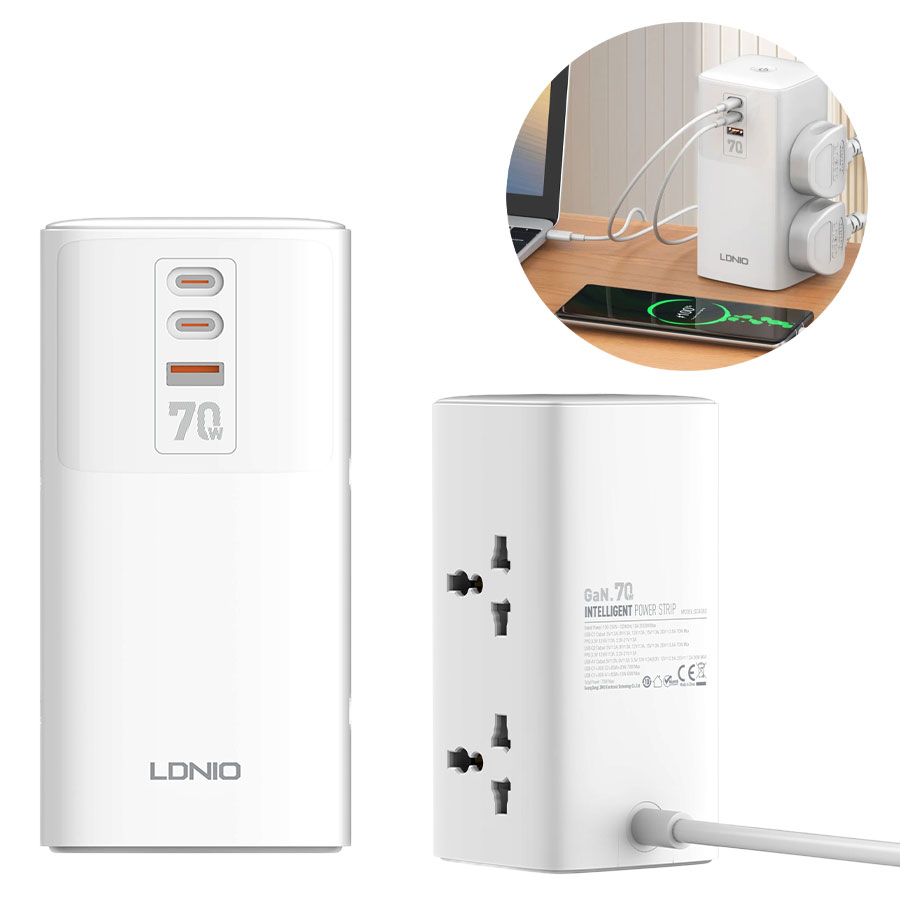 چند راهی برق و شارژر الدینیو Ldnio SC4383 GaN (5)