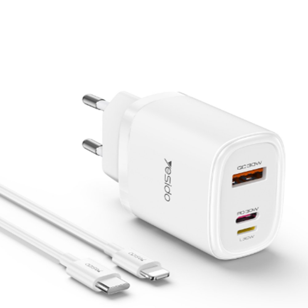 شارژر دیواری 20 وات یسیدو مدل YC52 به همراه کابل لایتنینگ
