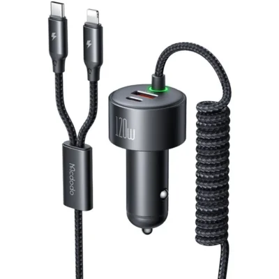 شارژر فندکی 120 وات با دو کابل متصل مک دودو مدل Mcdodo CC-037