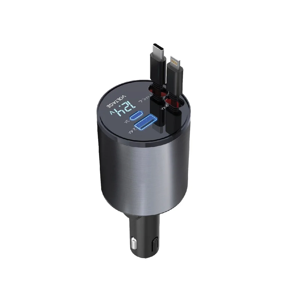 GN4IN1CARCGY-Green-Lion-4-in-1-Car-Charger-Gray-