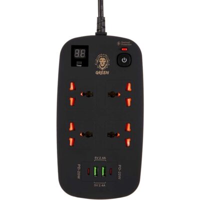 هاب شارژر و چندراهی محافظ برق گرین مدل Green Lion 4 AC 2 USB & 2 USB-C PD 40W