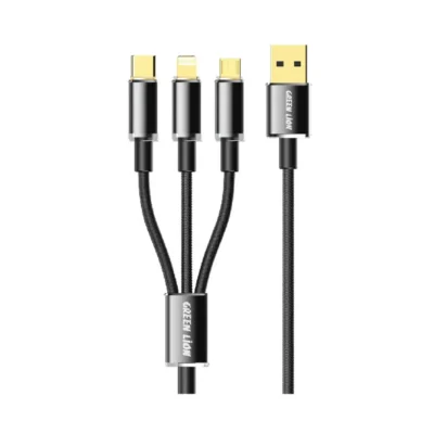 کابل 3در1 شفاف گرین لاین Green Lion usb-a to type-c+lightning+micro