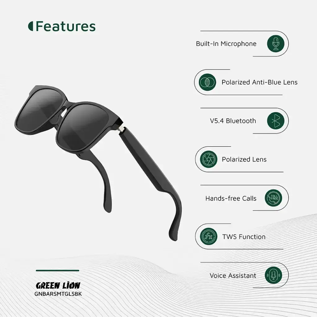 Green Lion Barcelona Smart Glasses - Black (2)