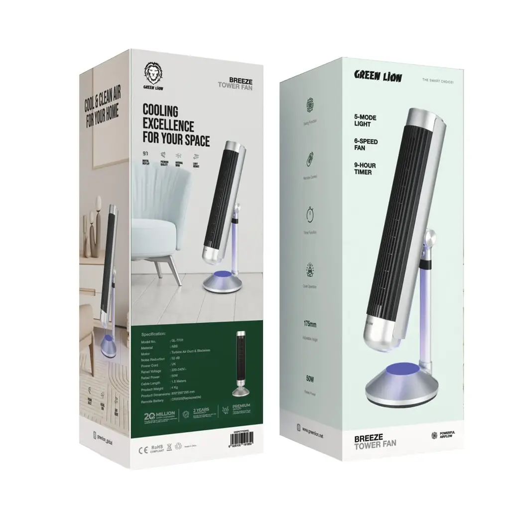 Green Lion Breeze Tower Fan - Silver (1)