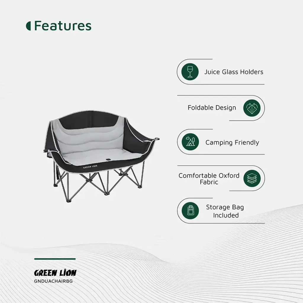Green Lion Double Camping Chair - Beige
