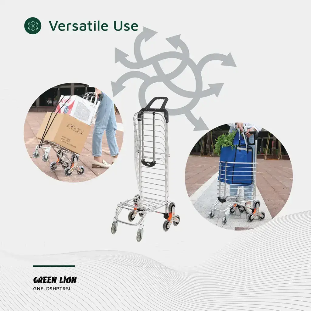 Green Lion Foldable Shopping Trolley - Silver (2)