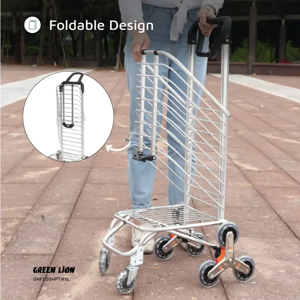 Green Lion Foldable Shopping Trolley - Silver (3)