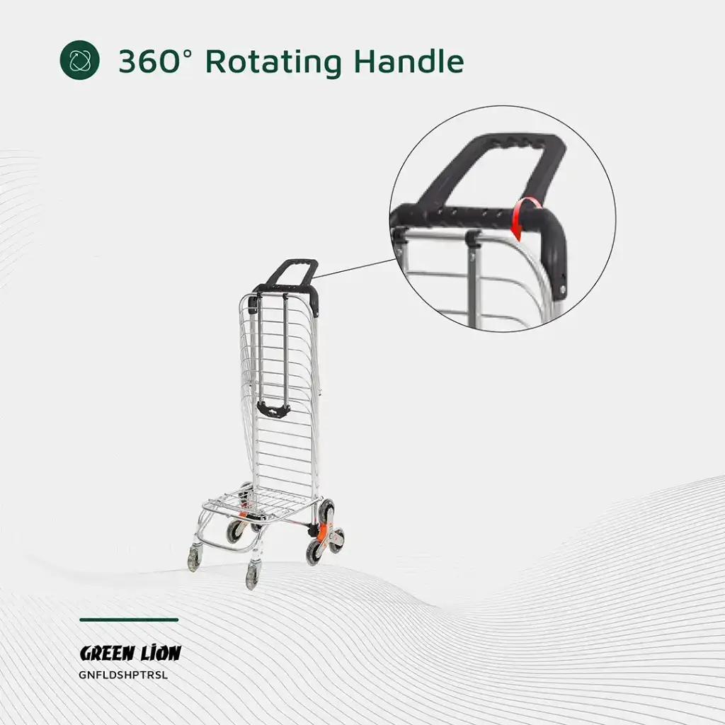 Green Lion Foldable Shopping Trolley - Silver (4)