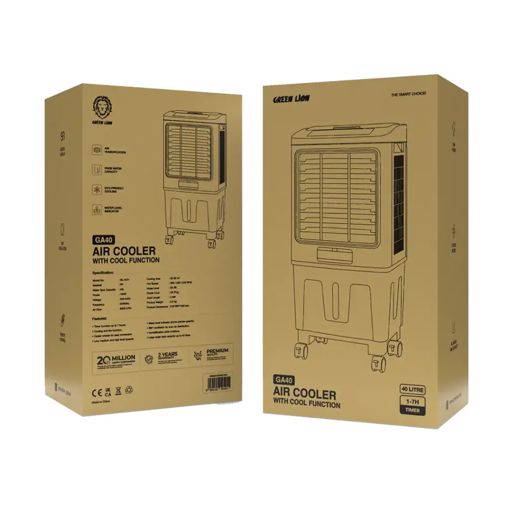 Green Lion GA40 Air Cooler with Cool Function - White-Gray