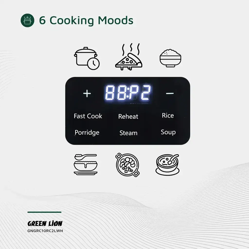 Green Lion GRC-10 Digital Rice Cooker 2L - White (5)