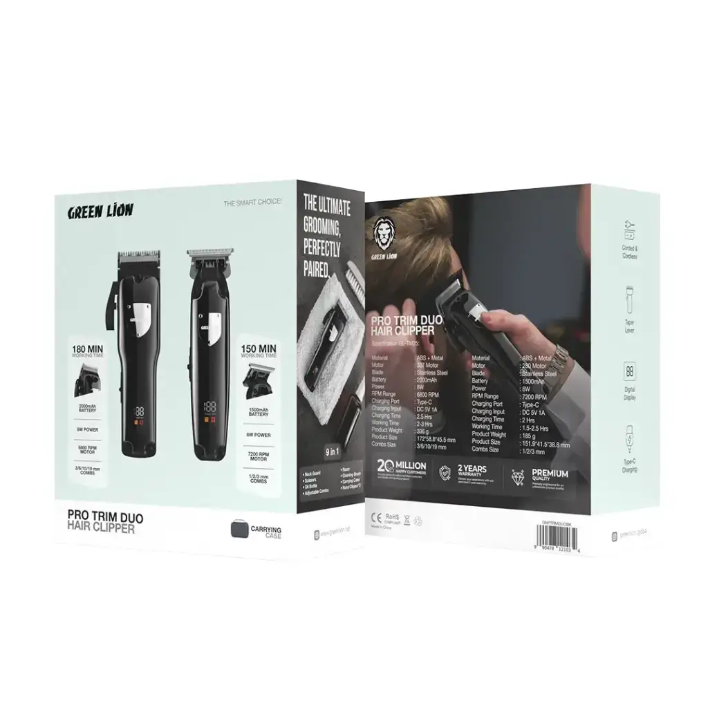 Green Lion Pro Trim Duo Hair Clipper - Black (2)