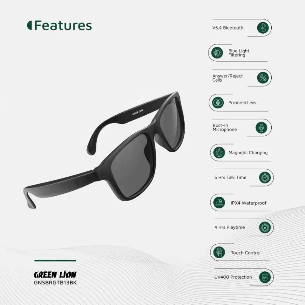 Green Lion Sydney Smart Glasses - Black (1)