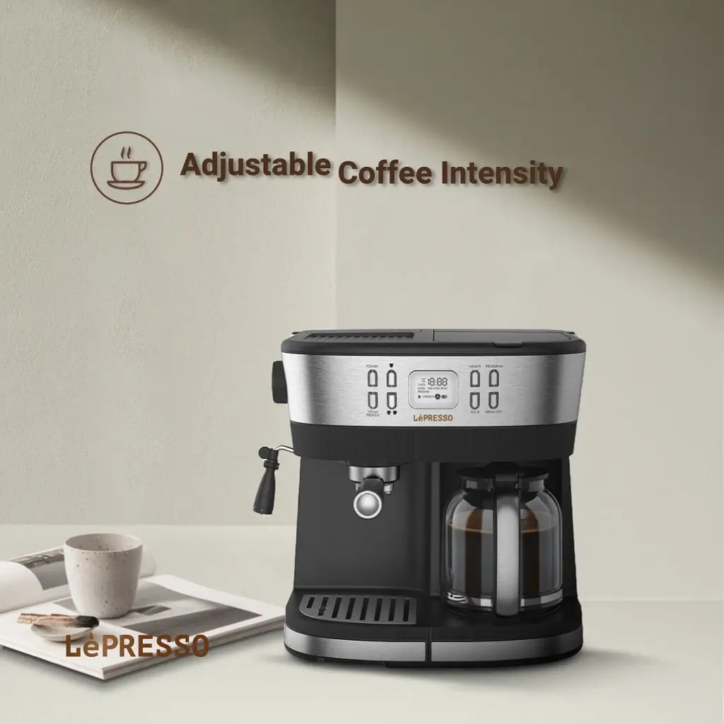 LePresso Dual Brew Espresso & Drip Coffee Machine 20 Bar Pressure, Milk Steamer, Adjustable Temperature, Programmable, Nespresso Compatible - Black _LP002__LPCFFM0002-BK_ (2)