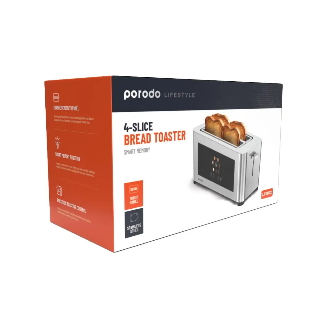PORODO LIFESTYLE 4-SLICE DIGITAL POP UP TOASTER 850W - SILVER