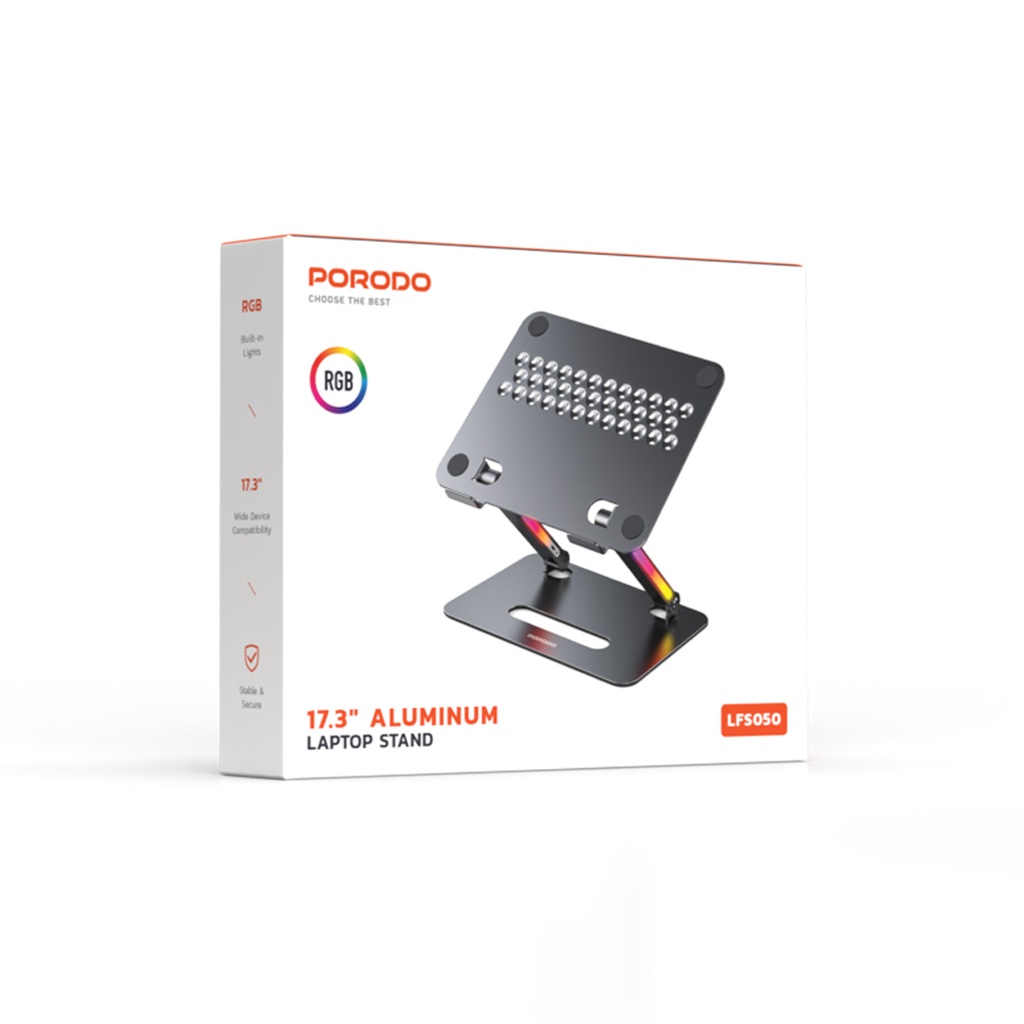 Porodo 17.3_ Aluminum Laptop Stand - Gray