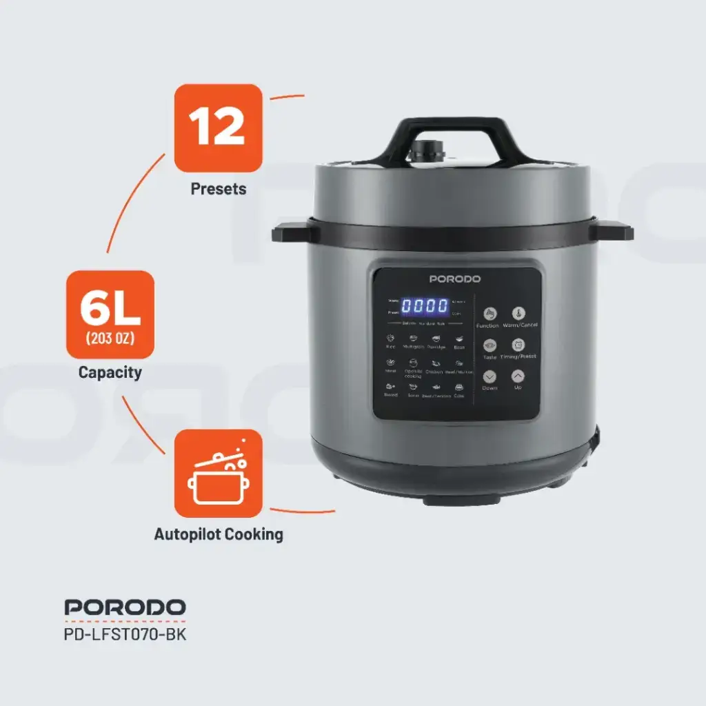 Porodo Lifestyle 1300W Multi-Cuisine Pressure Cooker - Black (1)