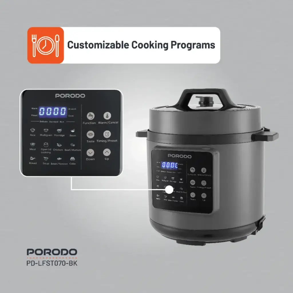 Porodo Lifestyle 1300W Multi-Cuisine Pressure Cooker - Black (2)