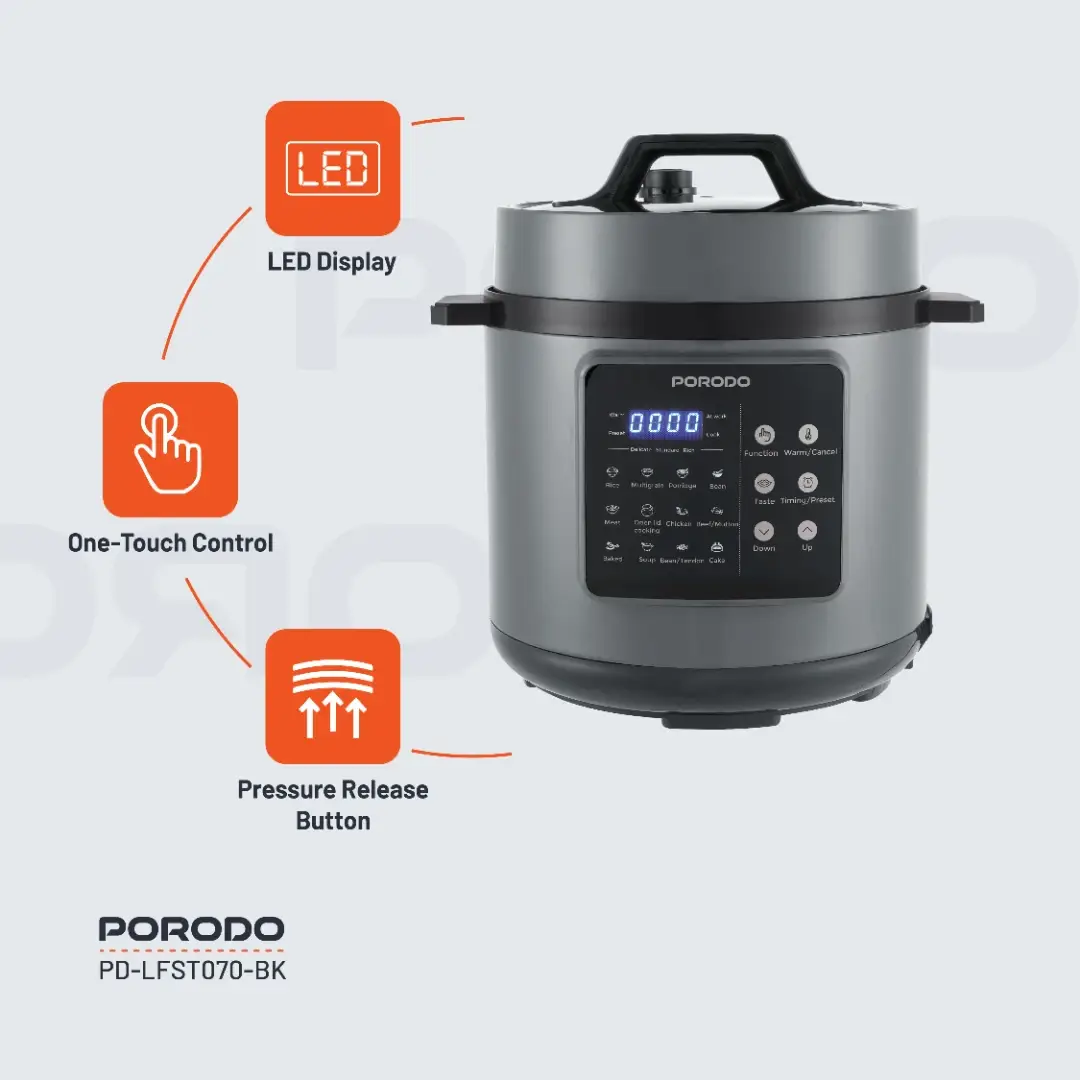Porodo Lifestyle 1300W Multi-Cuisine Pressure Cooker - Black (5)
