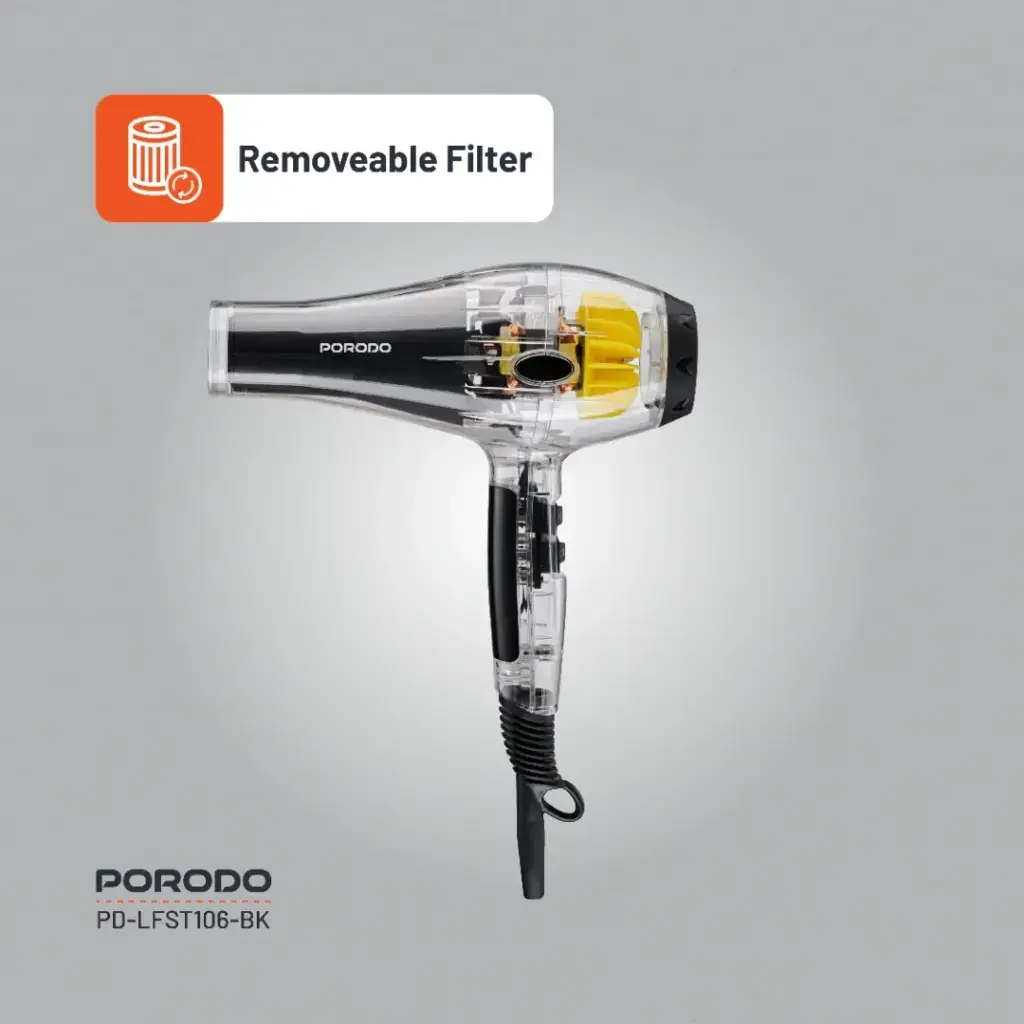 Porodo Lifestyle Crystal Shell Hair Dryer - Black (3)