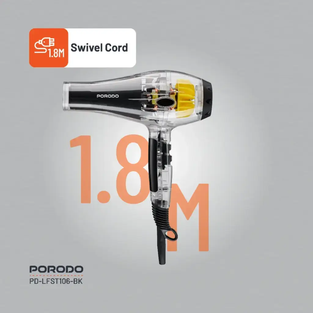 Porodo Lifestyle Crystal Shell Hair Dryer - Black (4)