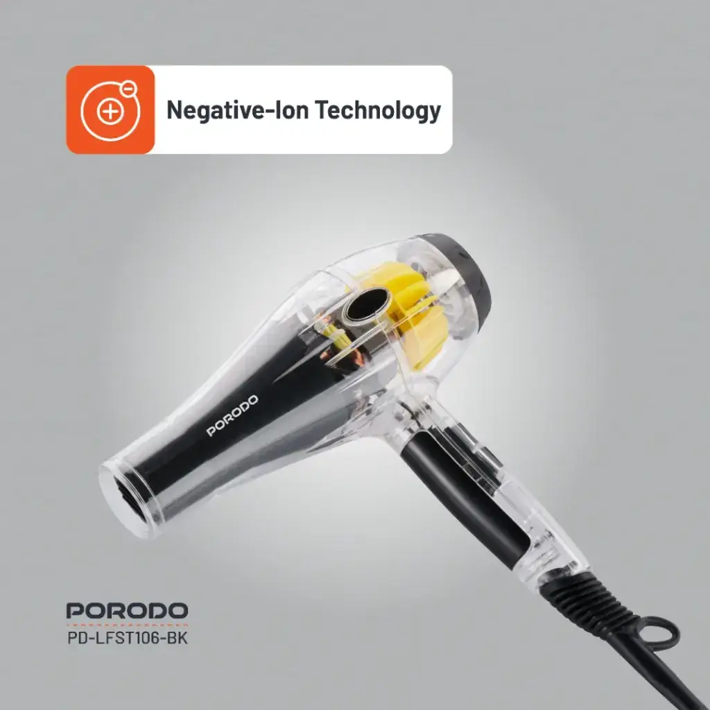 Porodo Lifestyle Crystal Shell Hair Dryer - Black (5)