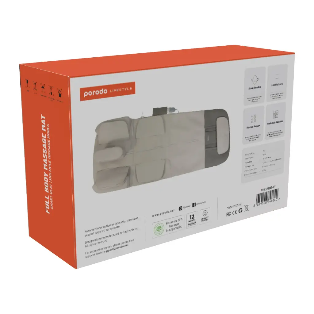 Porodo Lifestyle Full Body Massage Mat Smart Heat - Grey (1)