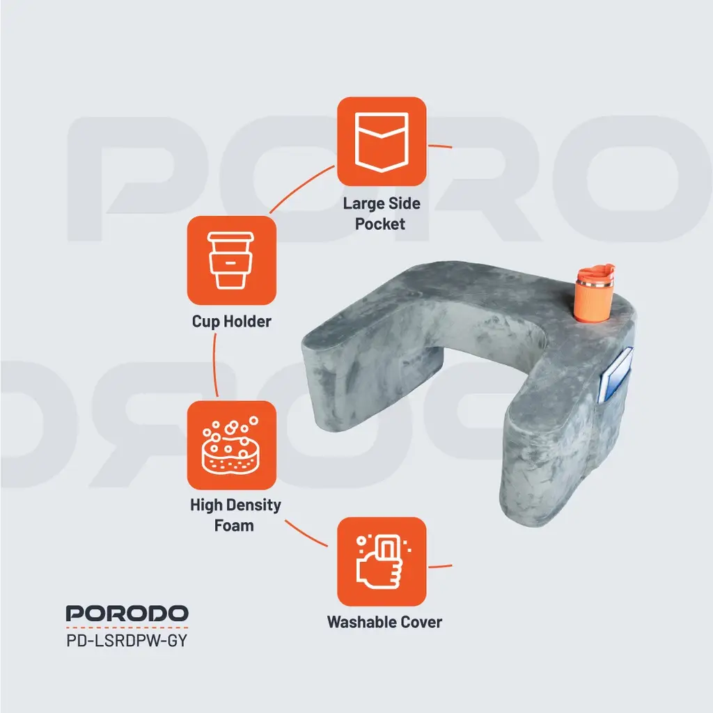 Porodo Lifestyle Lap Desk Pillow - Grey (1)
