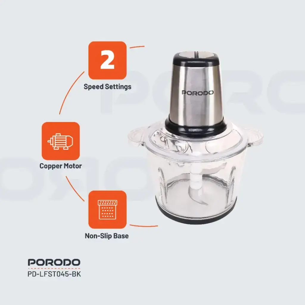 Porodo Lifestyle Meat and Vegetable Electric Food Chopper - Black (1)