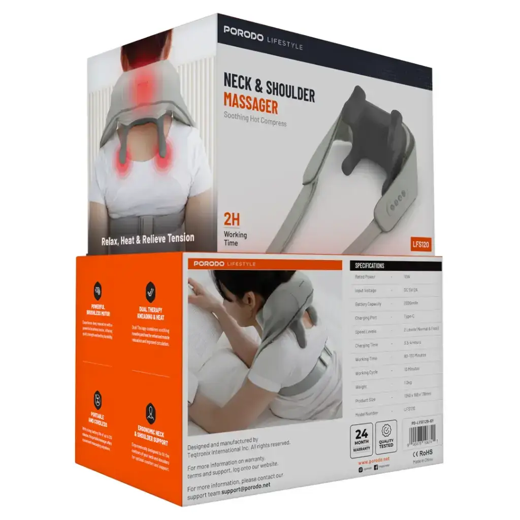 Porodo Lifestyle Neck & Shoulder Massager - Gray