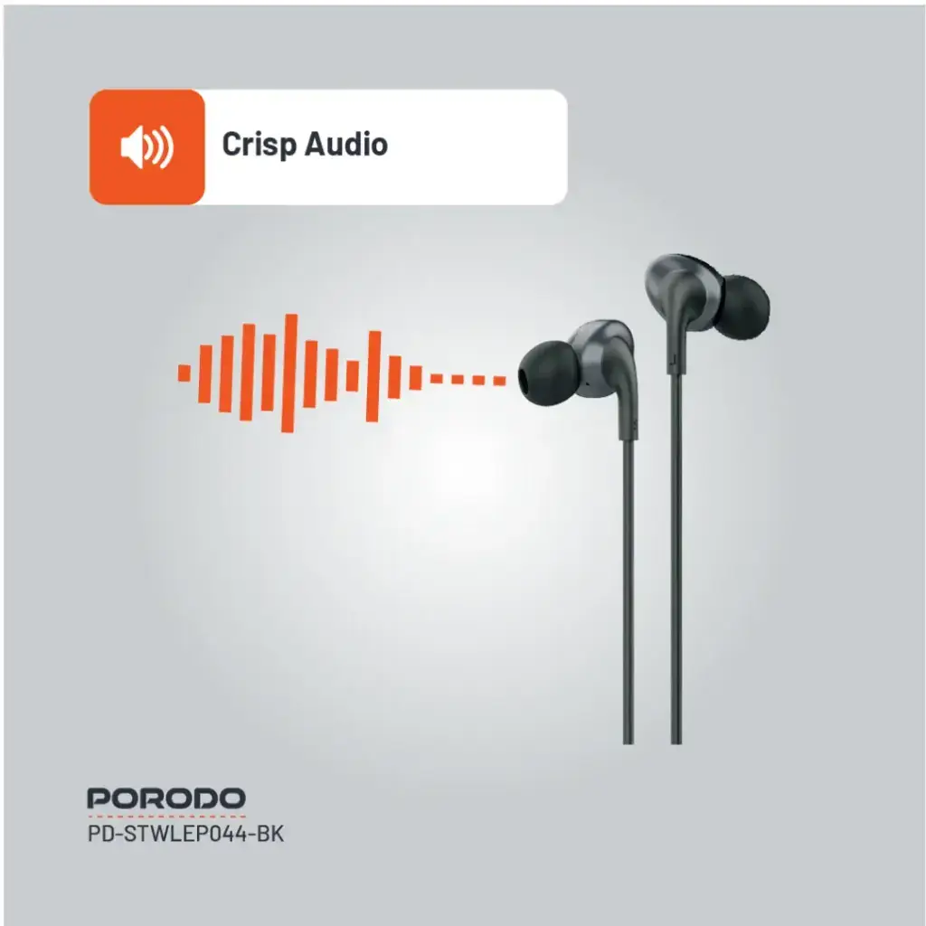 Porodo Soundtec Stereo Earphones Type-C Connector - Black (2)