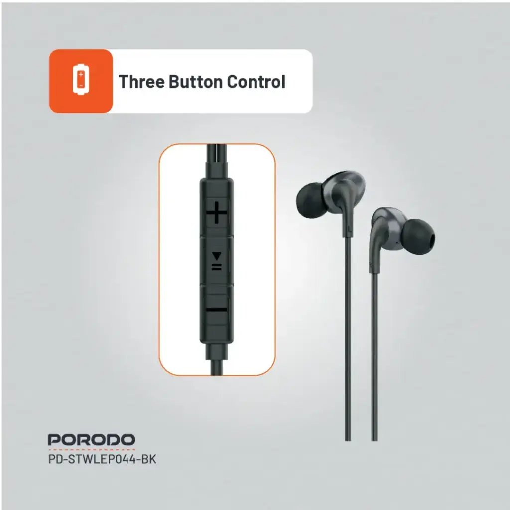 Porodo Soundtec Stereo Earphones Type-C Connector - Black (5)