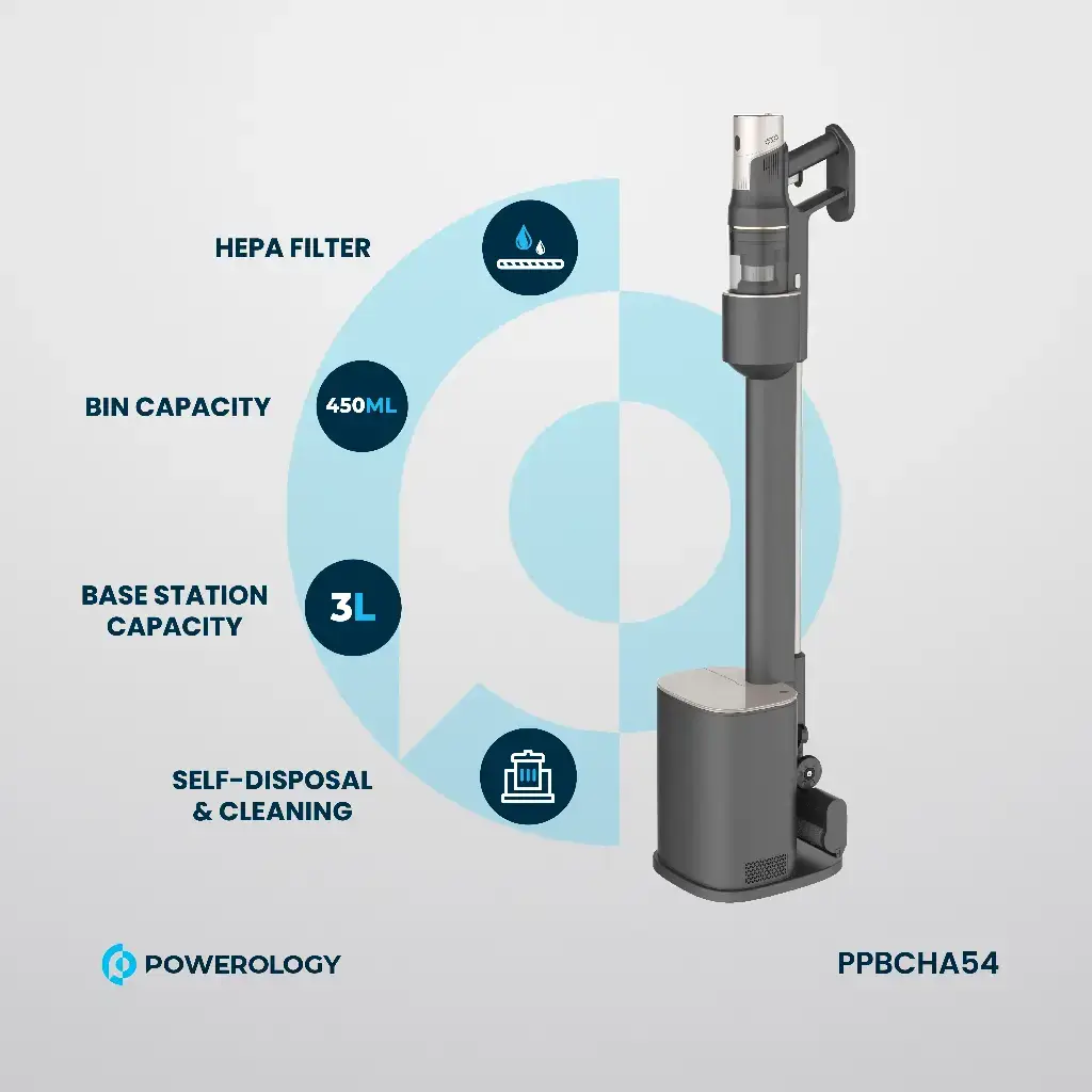 Powerology Cordless Vacuum Auto-Disposal Charging - Black (3)
