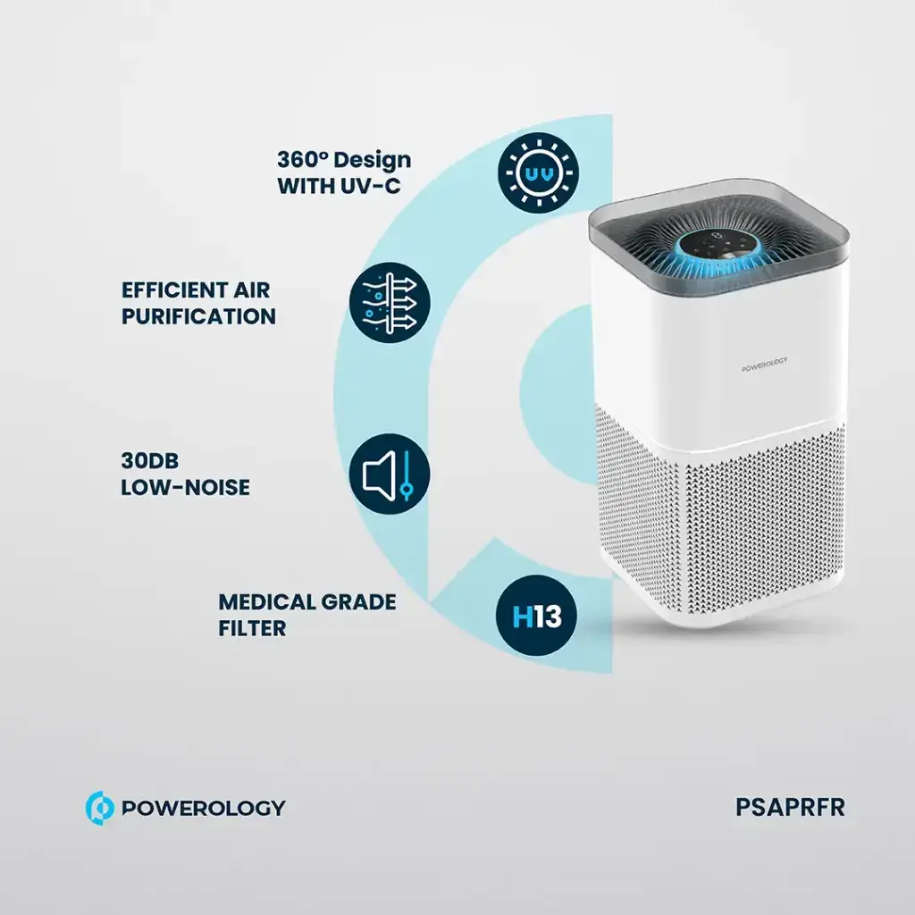 Powerology Smart Air Purifier Eliminate Odor & Smoke - White (6)