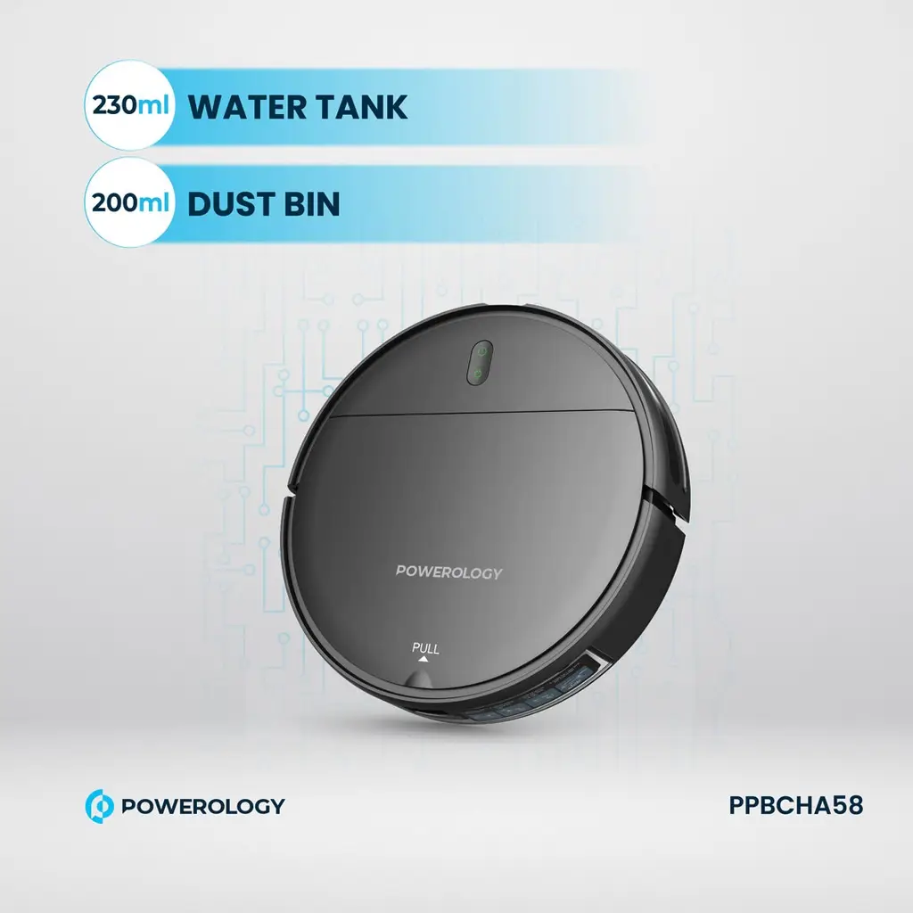 Powerology Smart Robovac Vacuum & Mop - Black (2)