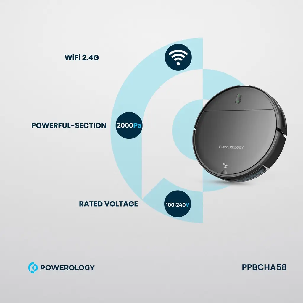Powerology Smart Robovac Vacuum & Mop - Black (3)