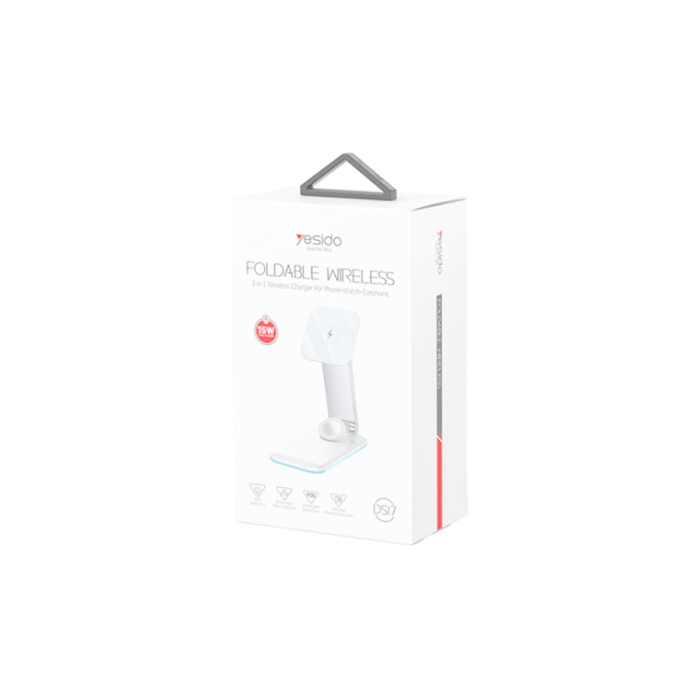 شارژر وایرلس 3 در 1 یسیدو مدل YESIDO DS17