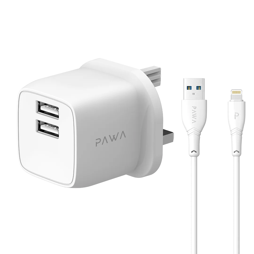 شارژر دیواری 12 وات پاوا Pawa مدل Pocket Mini Travel Charger به همراه کابل USB به لایتنینگ (2)