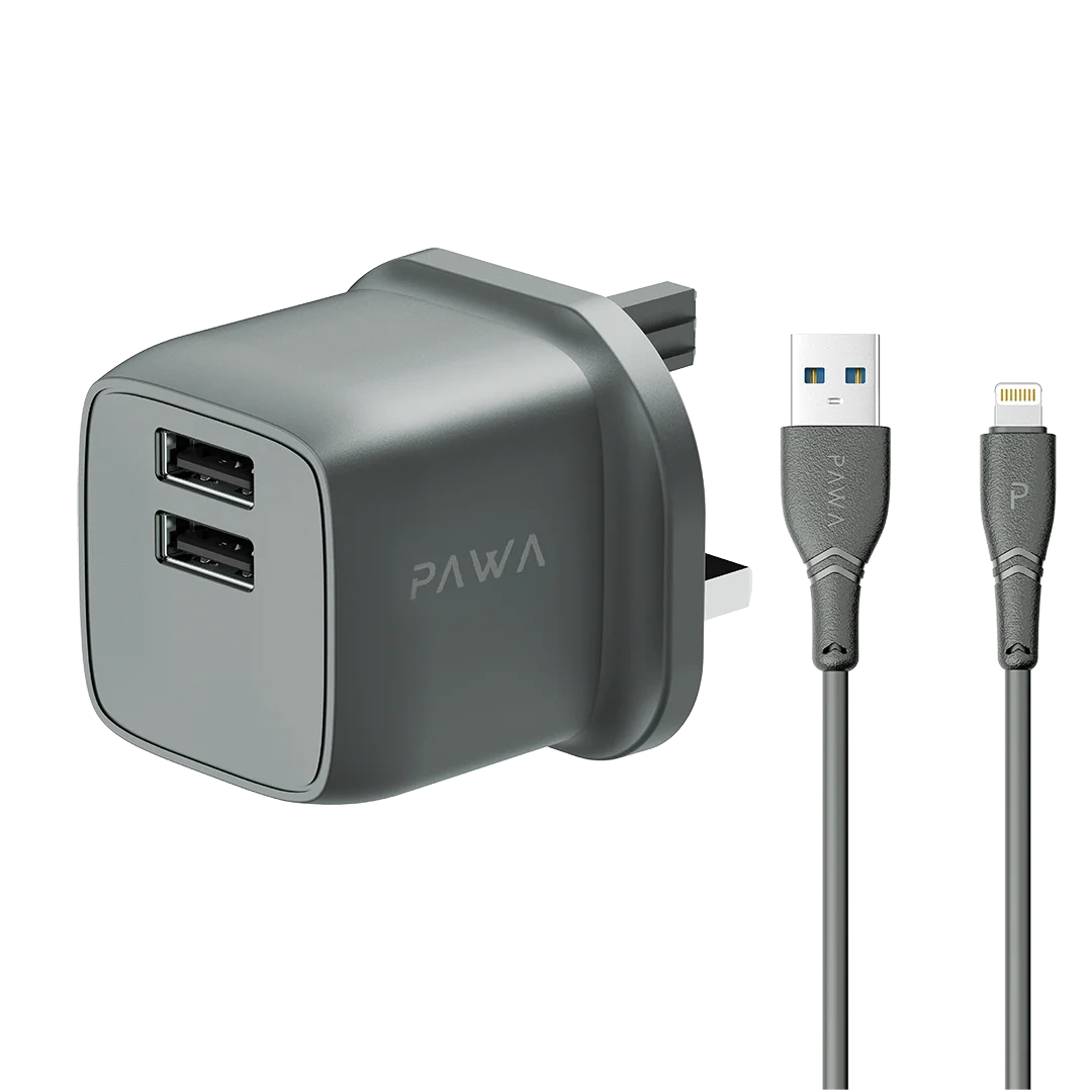 شارژر دیواری 12 وات پاوا Pawa مدل Pocket Mini Travel Charger به همراه کابل USB به لایتنینگ