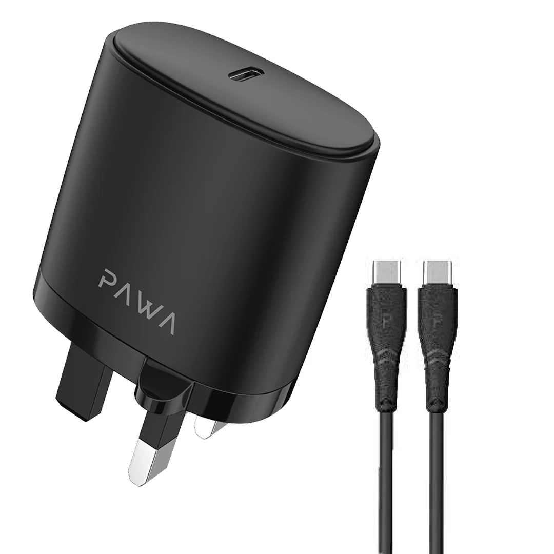 شارژر دیواری 20 وات پاوا Solid Travel Charger PD Pawa به همراه کابل Type-C به Type-C