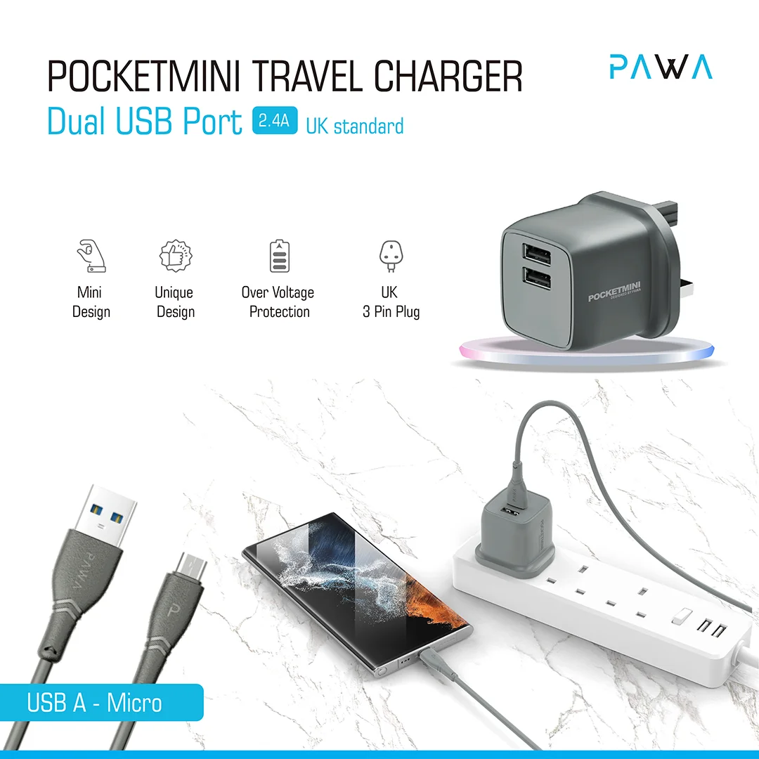 شارژر دیواری مسافرتی دو پورت PocketMini پاوا Pawa (2)