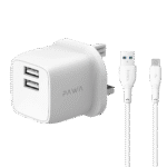 شارژر 2 پورت پاوا Pawa PocketMini Dual USB Travel Charger UK Standard USB-A to Type-C Cable