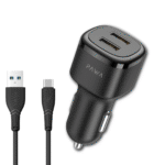شارژر فندکی SOLID CAR CHARGER Dual USB Port 2.4A with Type-C Cable از برند پاوا Pawa